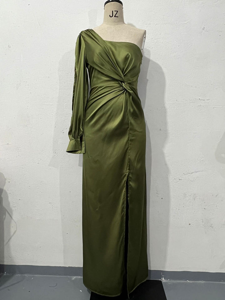 Damen Abendkleid mit einem Schulter und Taillierter Passform – Maxi