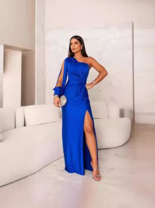 Damen Abendkleid mit einem Schulter und Taillierter Passform – Maxi