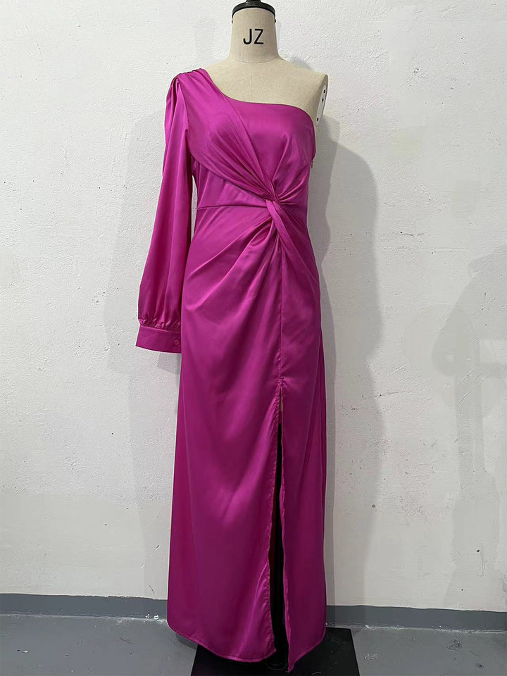 Damen Abendkleid mit einem Schulter und Taillierter Passform – Maxi