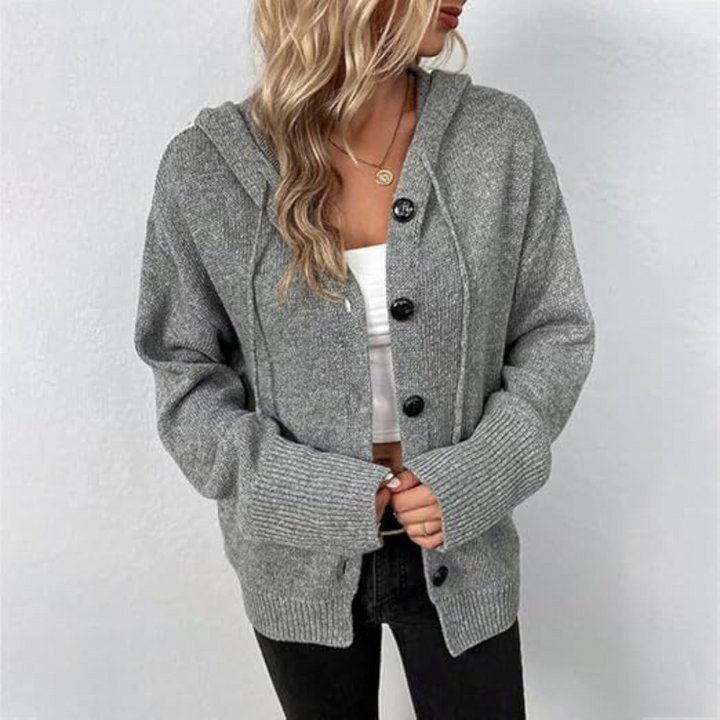 Damen Strickjacke mit Knopfleiste - Strickstruktur