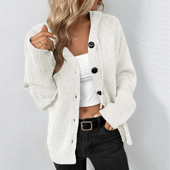Damen Strickjacke mit Knopfleiste - Strickstruktur