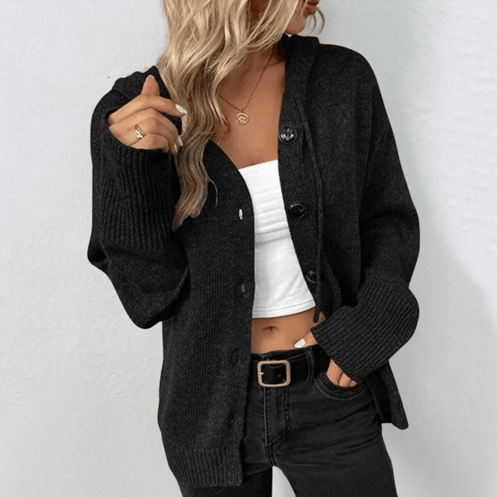 Damen Strickjacke mit Knopfleiste - Strickstruktur