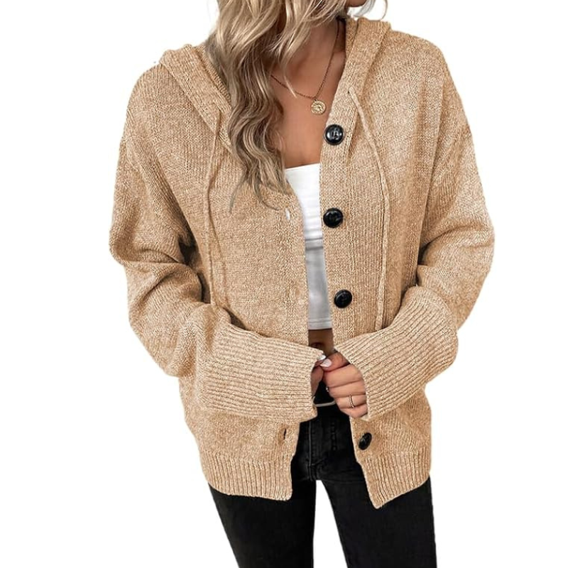Damen Strickjacke mit Knopfleiste - Strickstruktur