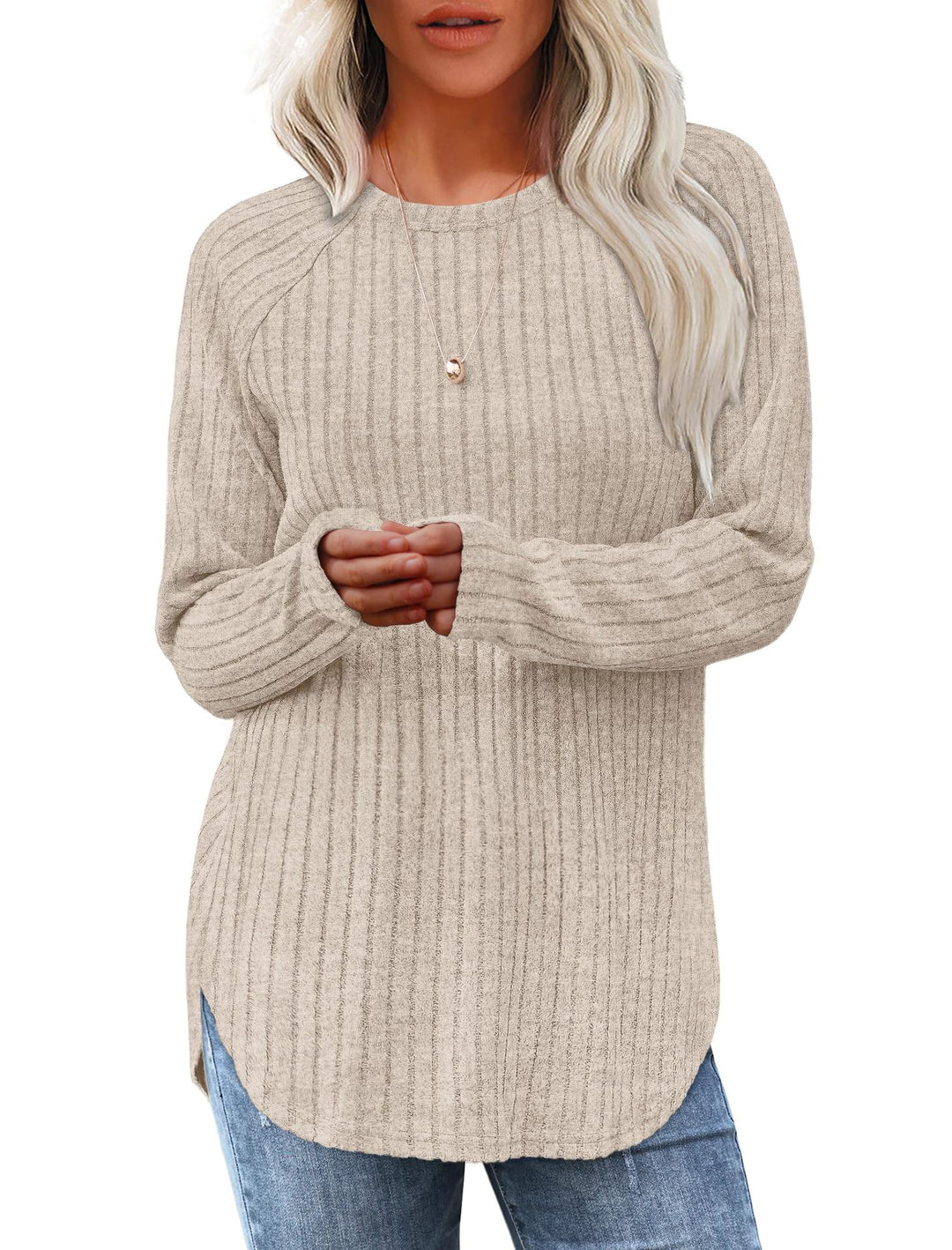 Damen Strickpullover mit Langarm - Gerader Saum