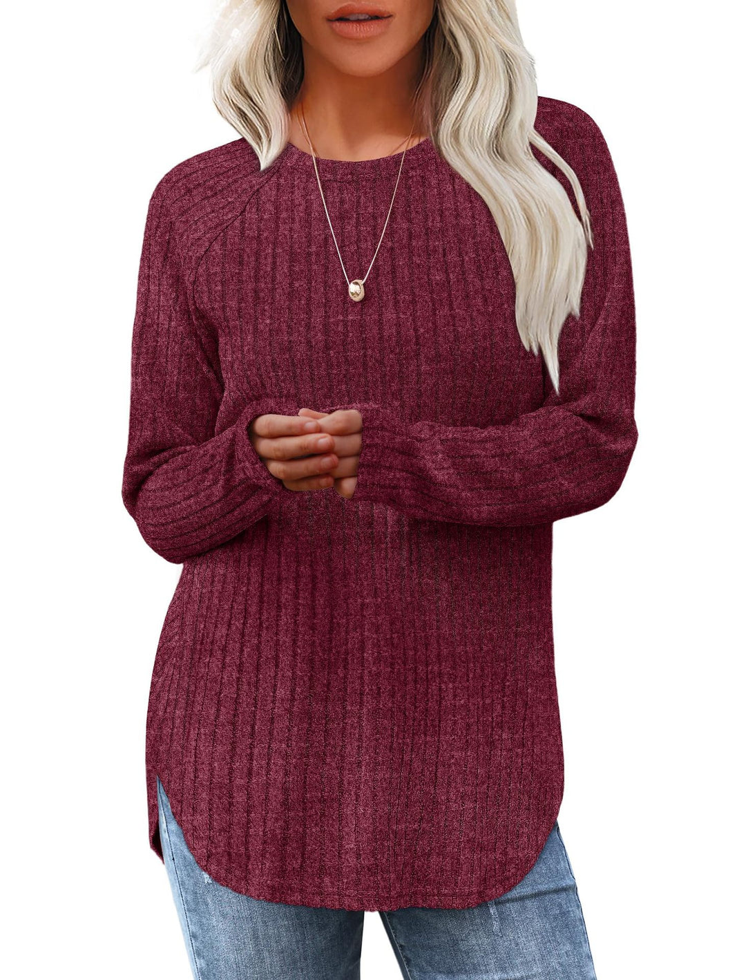 Damen Strickpullover mit Langarm - Gerader Saum