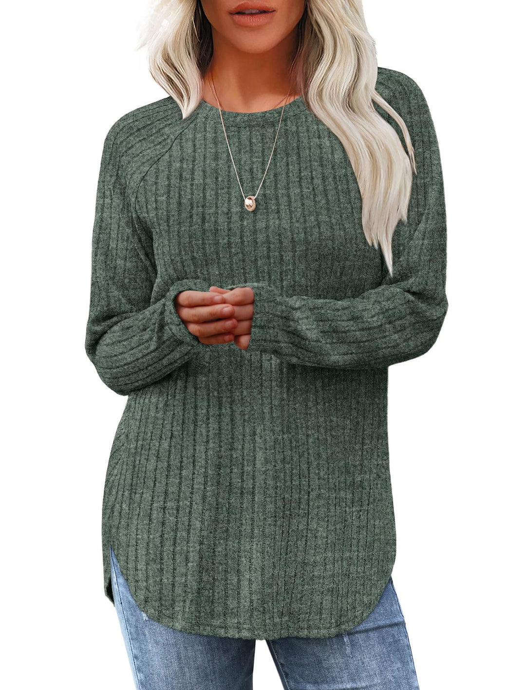 Damen Strickpullover mit Langarm - Gerader Saum