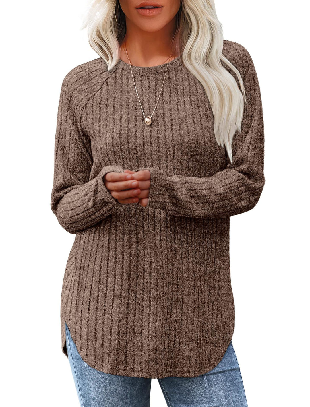 Damen Strickpullover mit Langarm - Gerader Saum