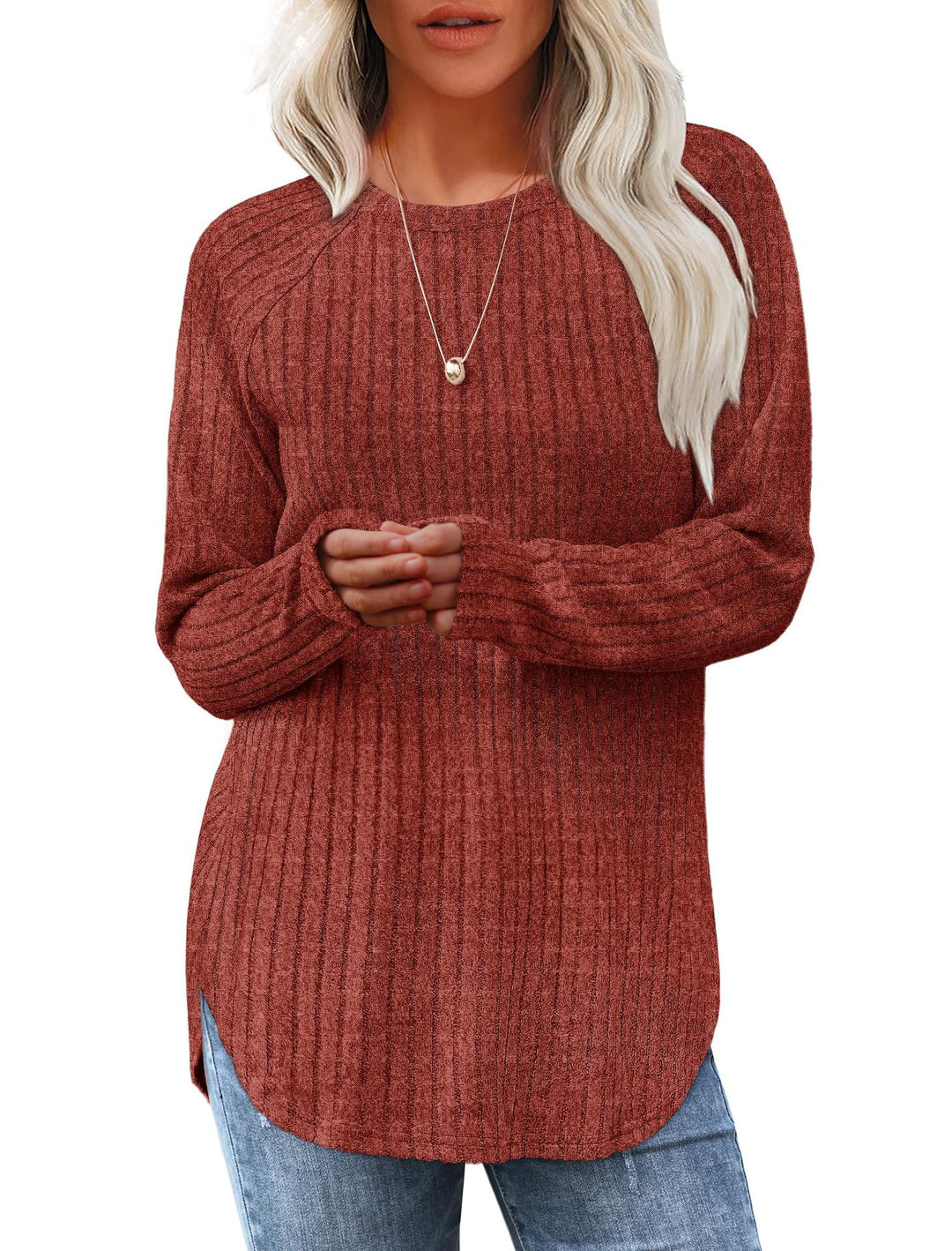 Damen Strickpullover mit Langarm - Gerader Saum