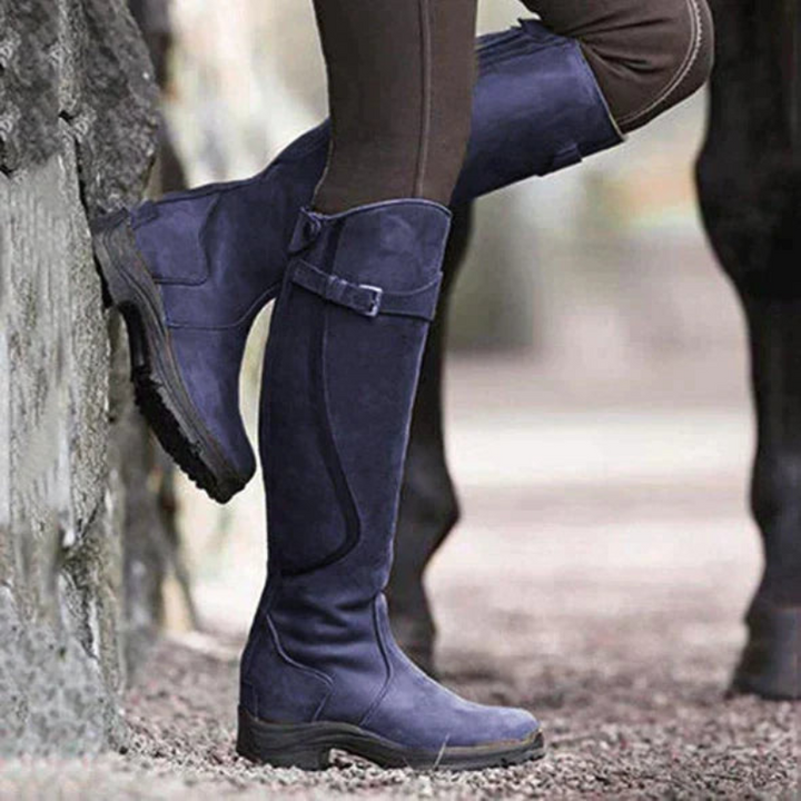 Damen Winter Stiefel mit Schnalle - Kniehohe