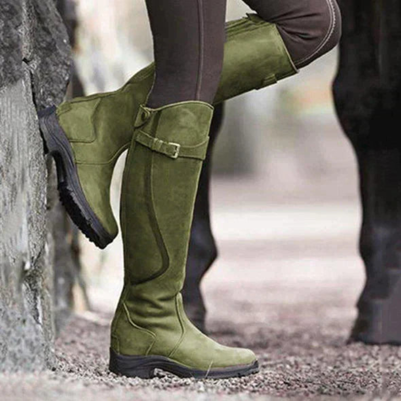 Damen Winter Stiefel mit Schnalle - Kniehohe