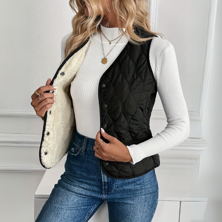 Damen Ärmellose Gefütterte Winterweste