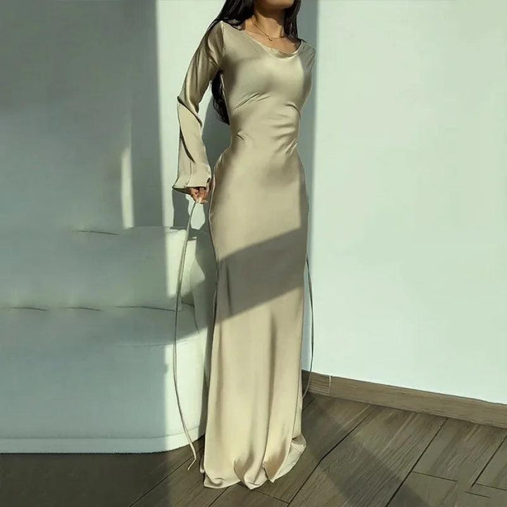 Damen Abendkleid bodenlang mit Langen Ärmeln – Maxi