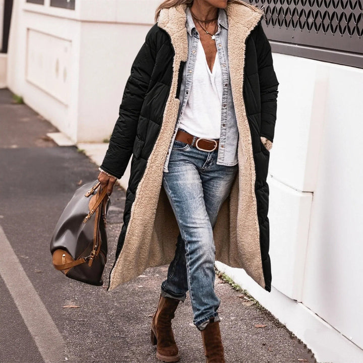 Damen Langjacke mit Kapuze und Wattierung – Gefüttert