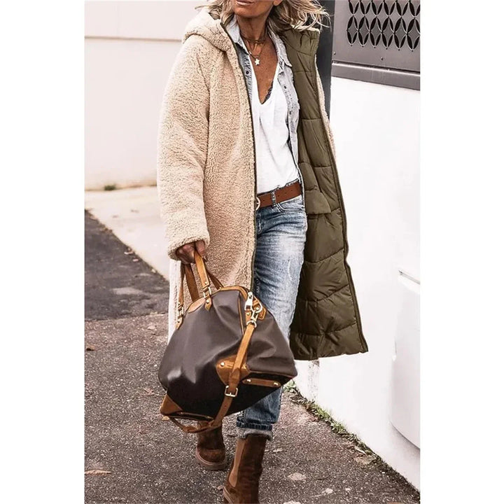 Damen Langjacke mit Kapuze und Wattierung – Gefüttert