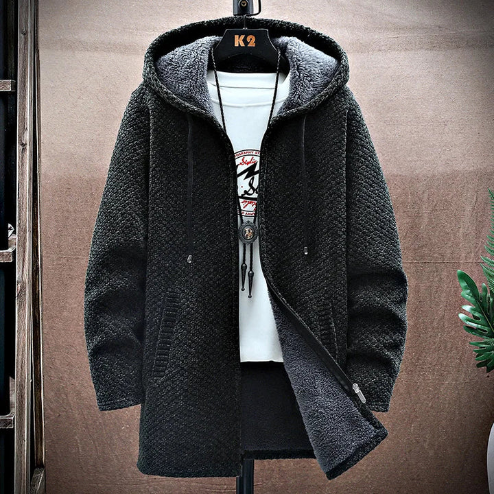 Herren Wintermantel mit Fleecefutter – Langes Modell