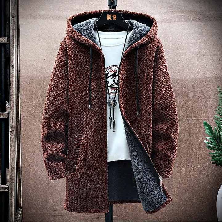 Herren Wintermantel mit Fleecefutter – Langes Modell