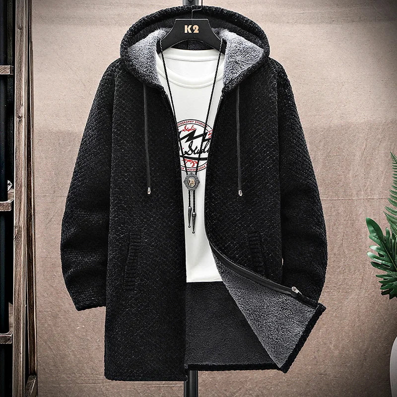 Herren Wintermantel mit Fleecefutter – Langes Modell