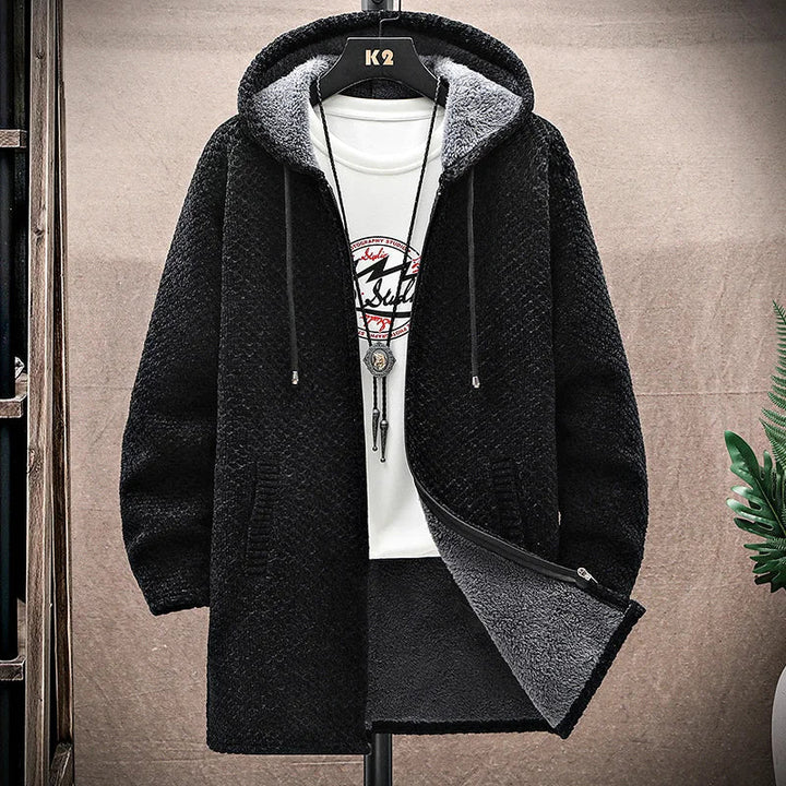 Herren Wintermantel mit Fleecefutter – Langes Modell