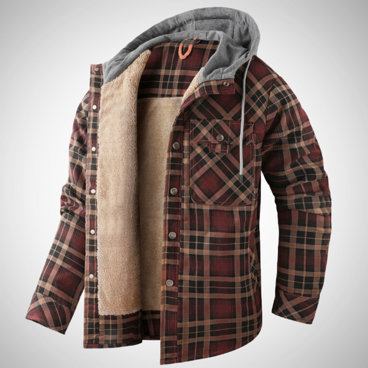 Herren Wintermantel mit Karomuster – Kurzes Modell