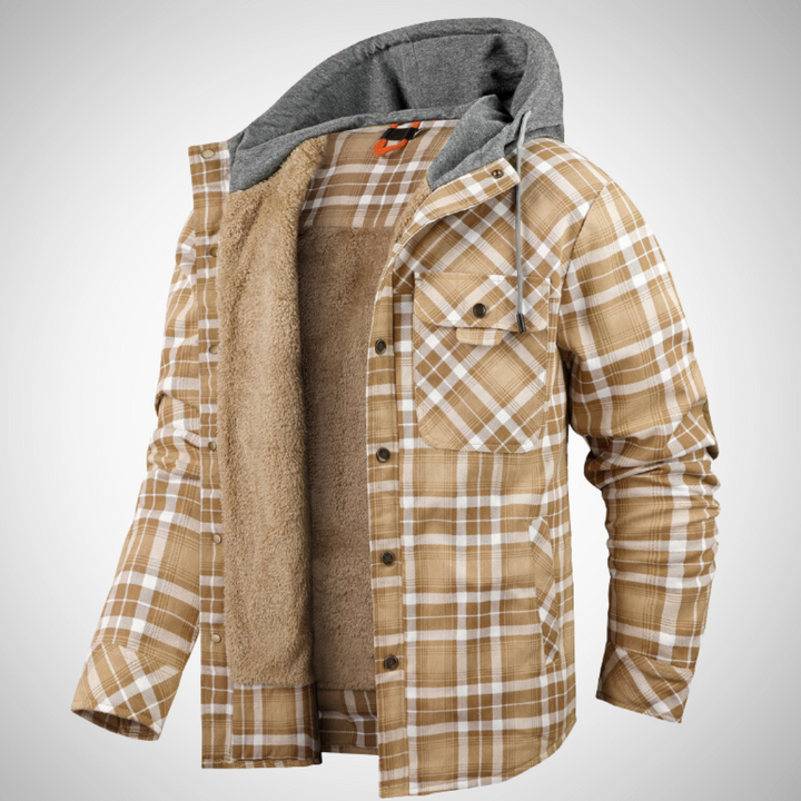 Herren Wintermantel mit Karomuster – Kurzes Modell