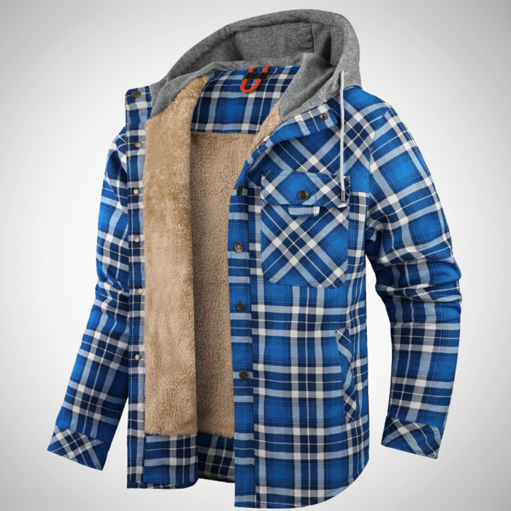 Herren Wintermantel mit Karomuster – Kurzes Modell