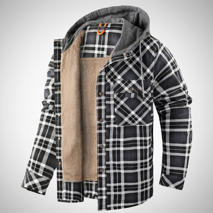 Herren Wintermantel mit Karomuster – Kurzes Modell