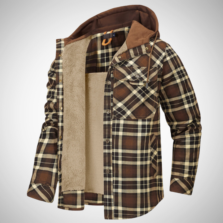 Herren Wintermantel mit Karomuster – Kurzes Modell