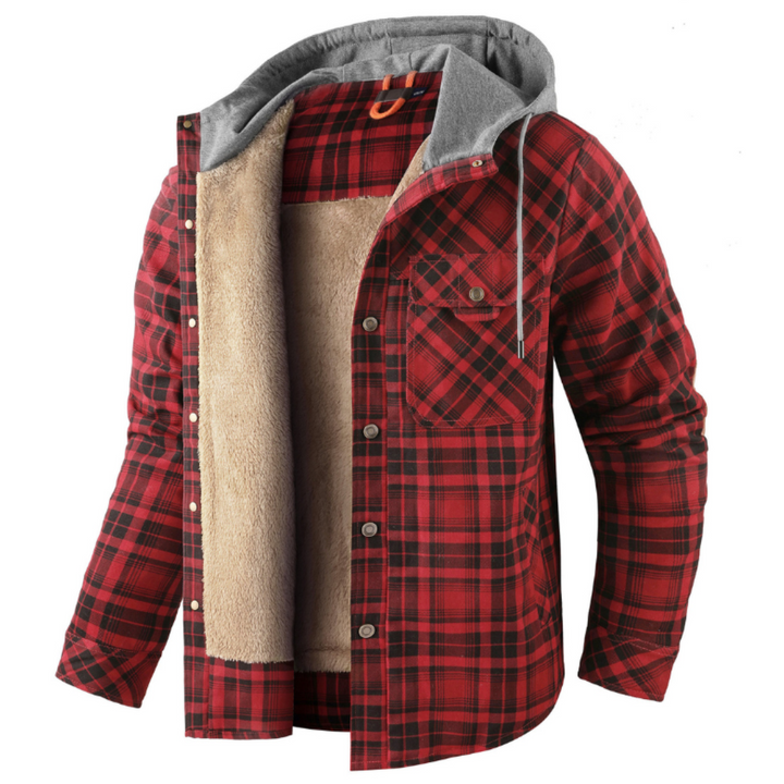 Herren Wintermantel mit Karomuster – Kurzes Modell