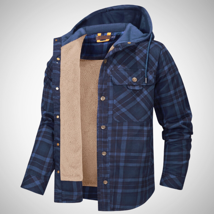 Herren Wintermantel mit Karomuster – Kurzes Modell