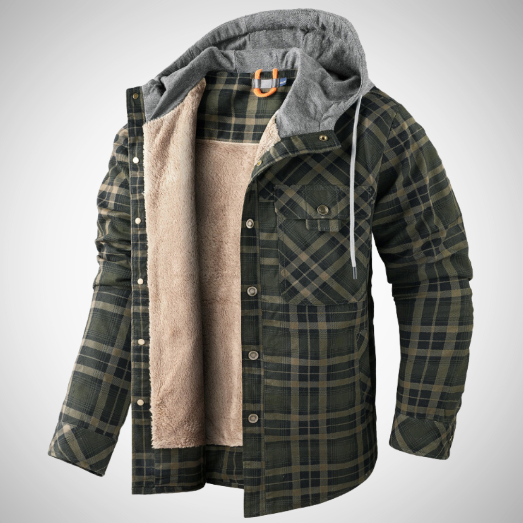Herren Wintermantel mit Karomuster – Kurzes Modell