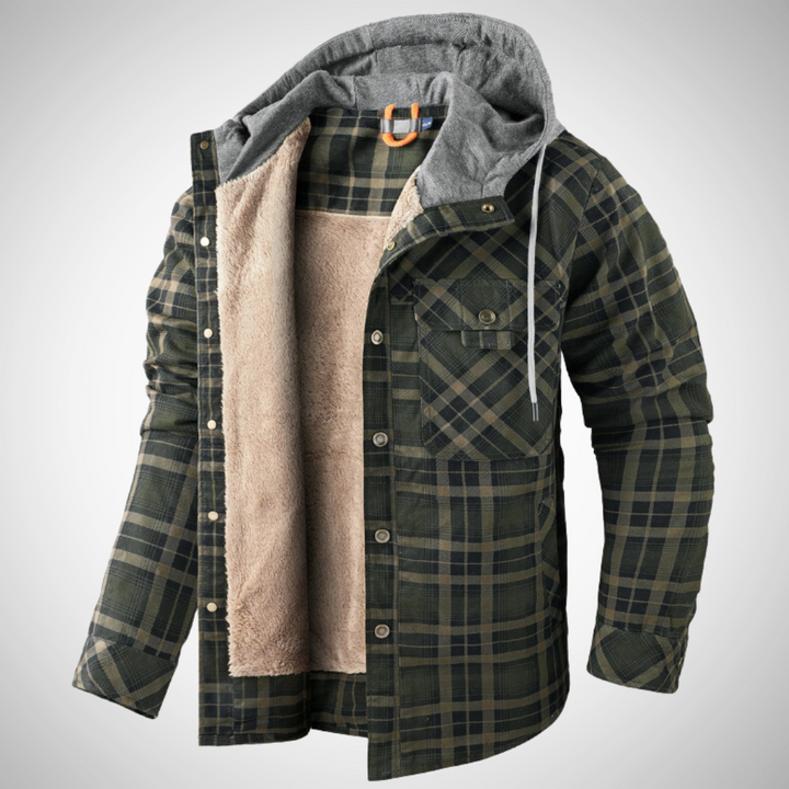 Herren Wintermantel mit Karomuster – Kurzes Modell