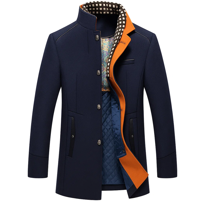 Herren Gefütterter Wintermantel mit Hohem Kragen – Langes Modell