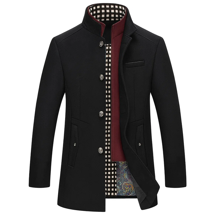 Herren Gefütterter Wintermantel mit Hohem Kragen – Langes Modell