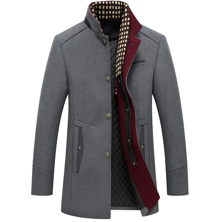 Herren Gefütterter Wintermantel mit Hohem Kragen – Langes Modell