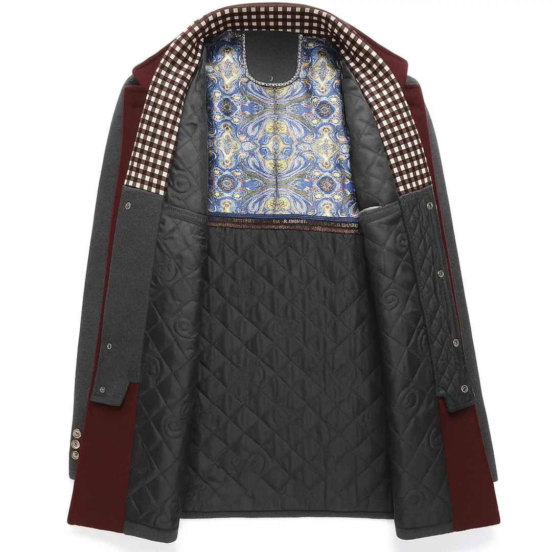 Herren Gefütterter Wintermantel mit Hohem Kragen – Langes Modell