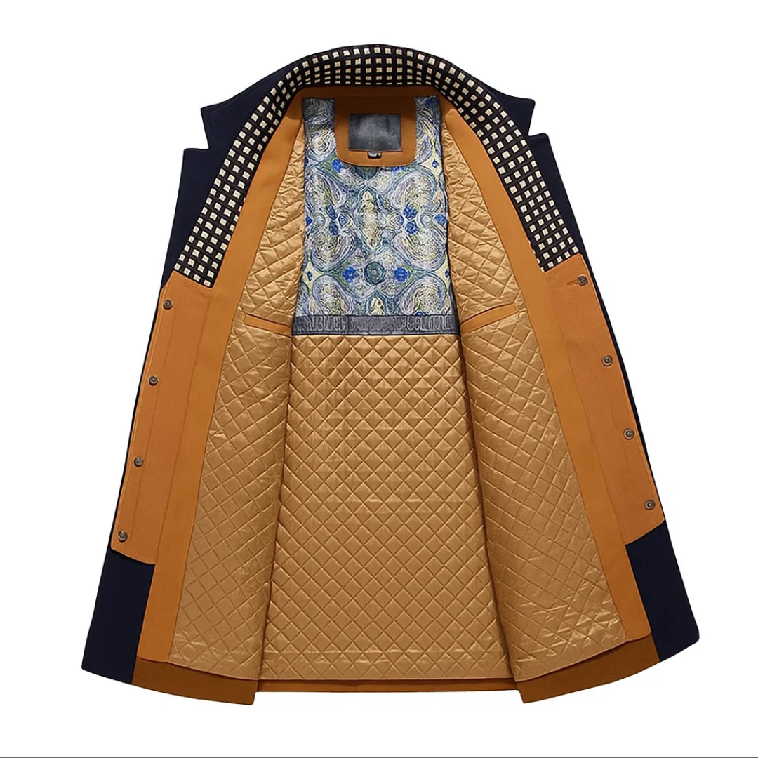 Herren Gefütterter Wintermantel mit Hohem Kragen – Langes Modell