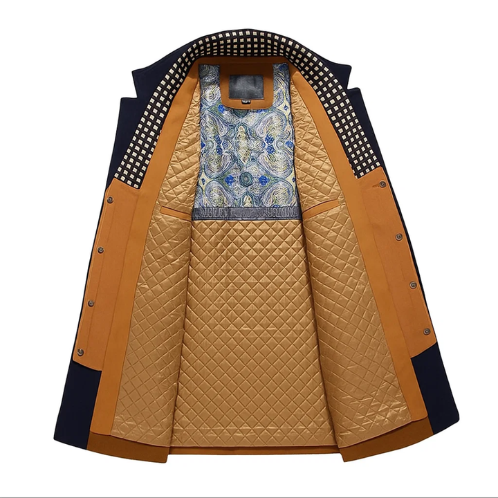 Herren Gefütterter Wintermantel mit Hohem Kragen – Langes Modell