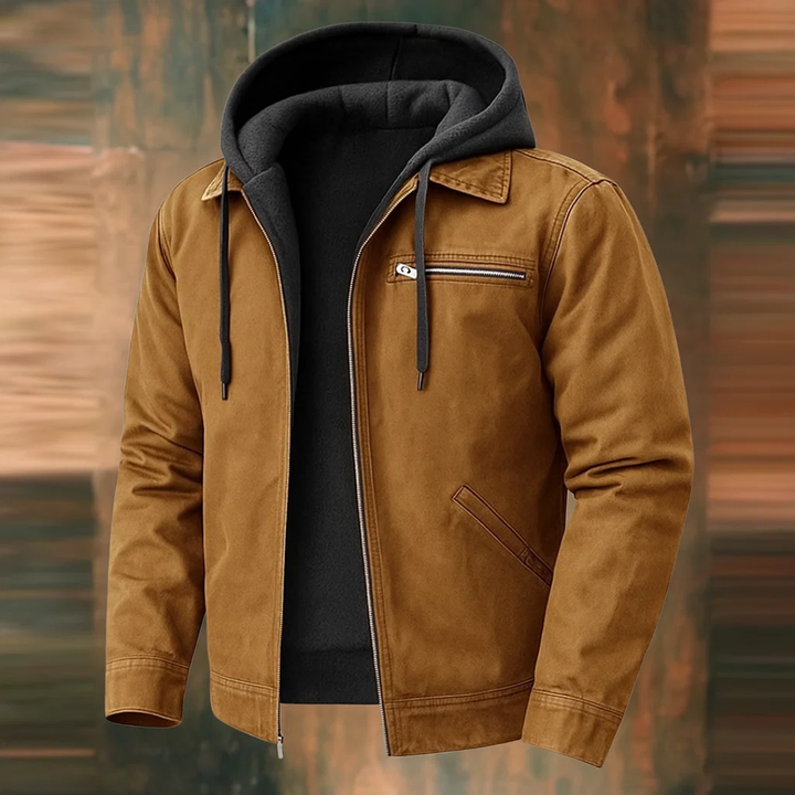 Herren Gefütterter Wintermantel mit Kapuze – Kurzes Modell