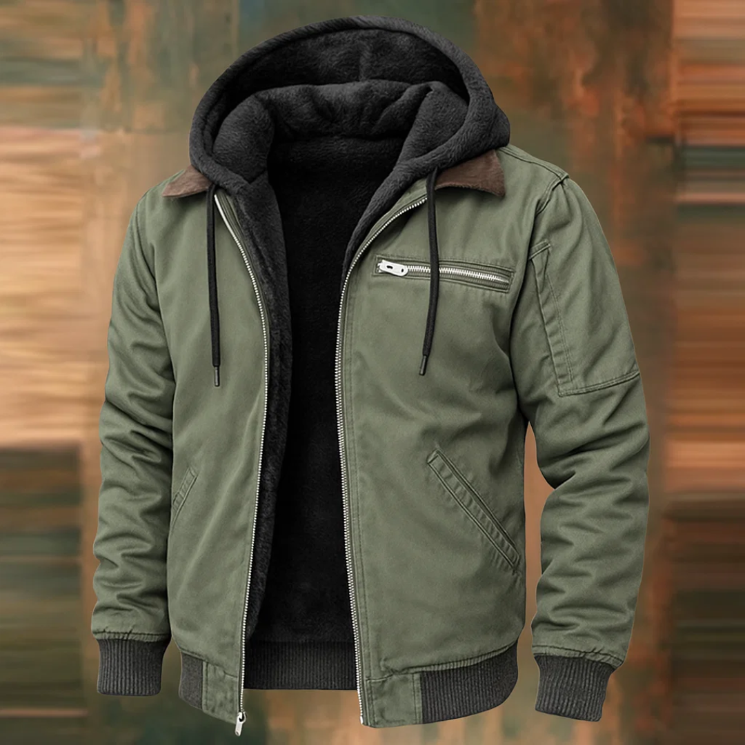 Herren Gefütterter Wintermantel mit Kapuze – Kurzes Modell