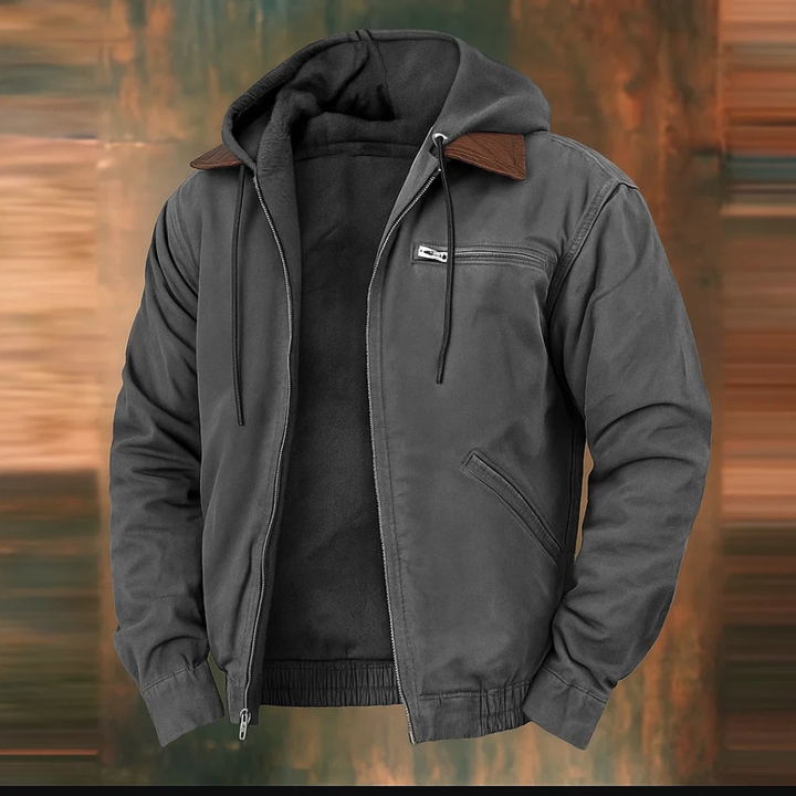 Herren Gefütterter Wintermantel mit Kapuze – Kurzes Modell