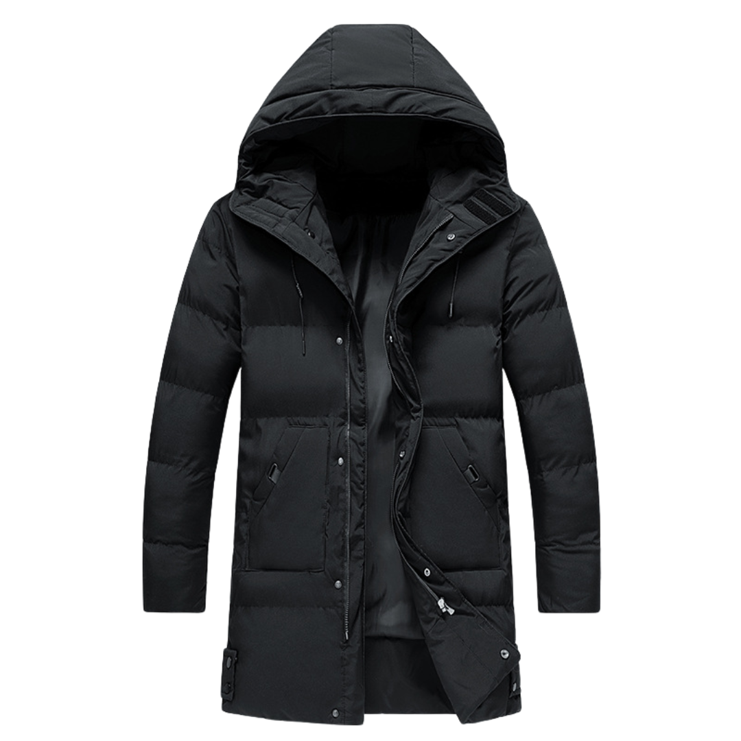 Herren Parka mit Kapuze und Wattierung – Langes Modell