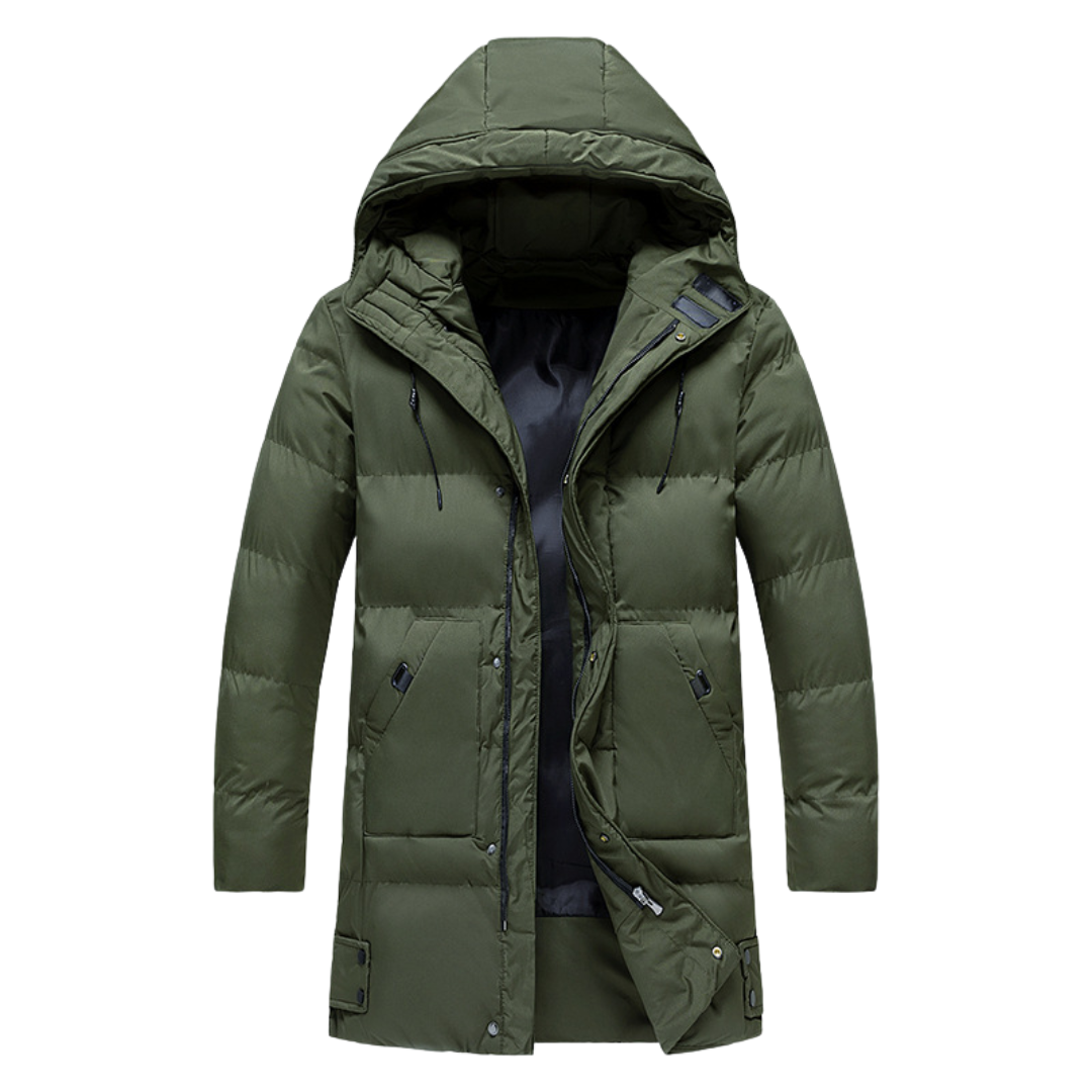 Herren Parka mit Kapuze und Wattierung – Langes Modell