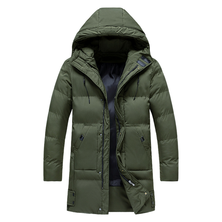 Herren Parka mit Kapuze und Wattierung – Langes Modell