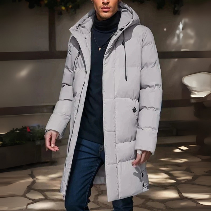 Herren Parka mit Kapuze und Wattierung – Langes Modell