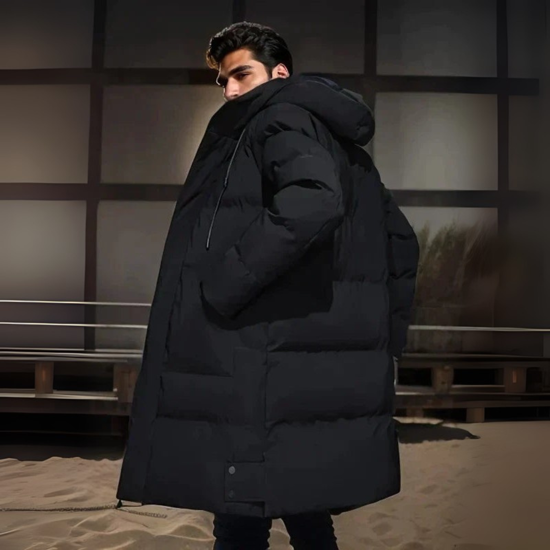 Herren Parka mit Kapuze und Wattierung – Langes Modell