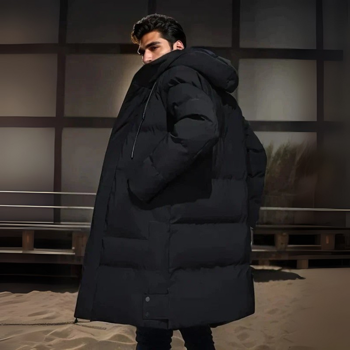 Herren Parka mit Kapuze und Wattierung – Langes Modell
