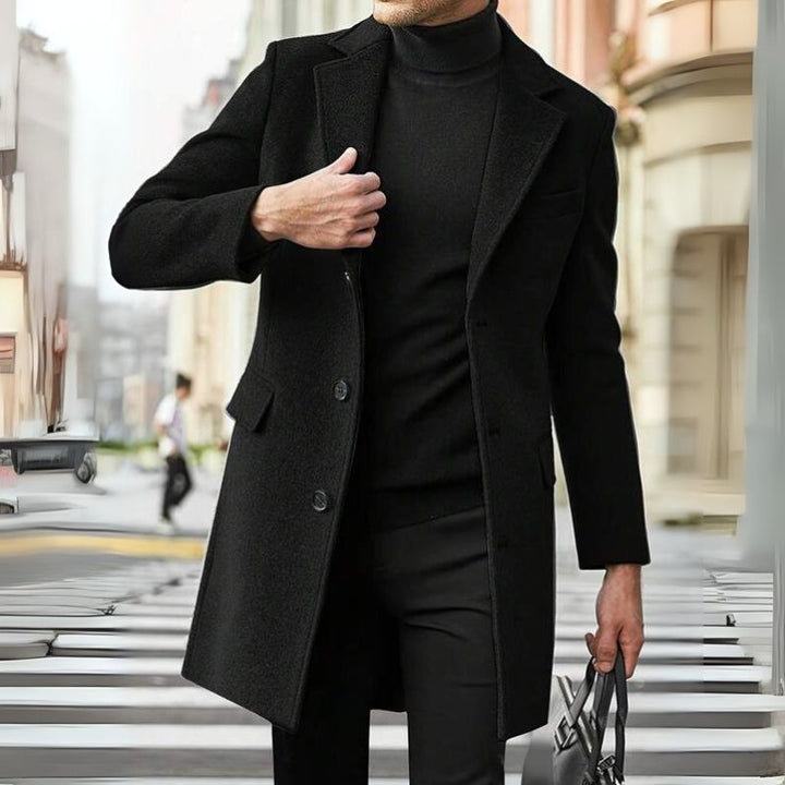 Herren Formeller Wintermantel mit Isolierendem Futter – Langes Modell