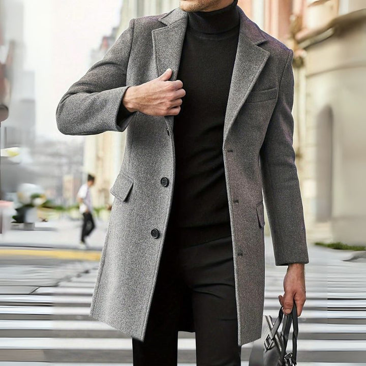 Herren Formeller Wintermantel mit Isolierendem Futter – Langes Modell