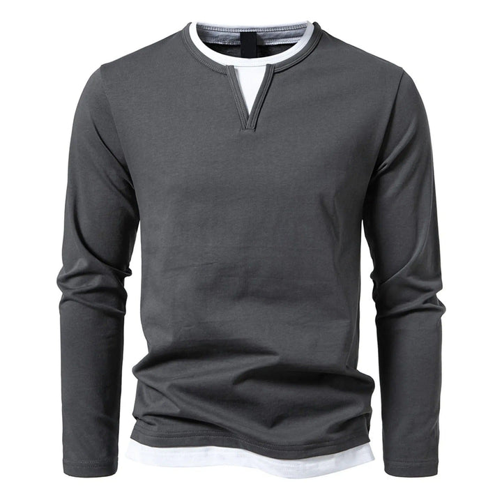 Herren Langarm Henley Hemd - Lagen Saum