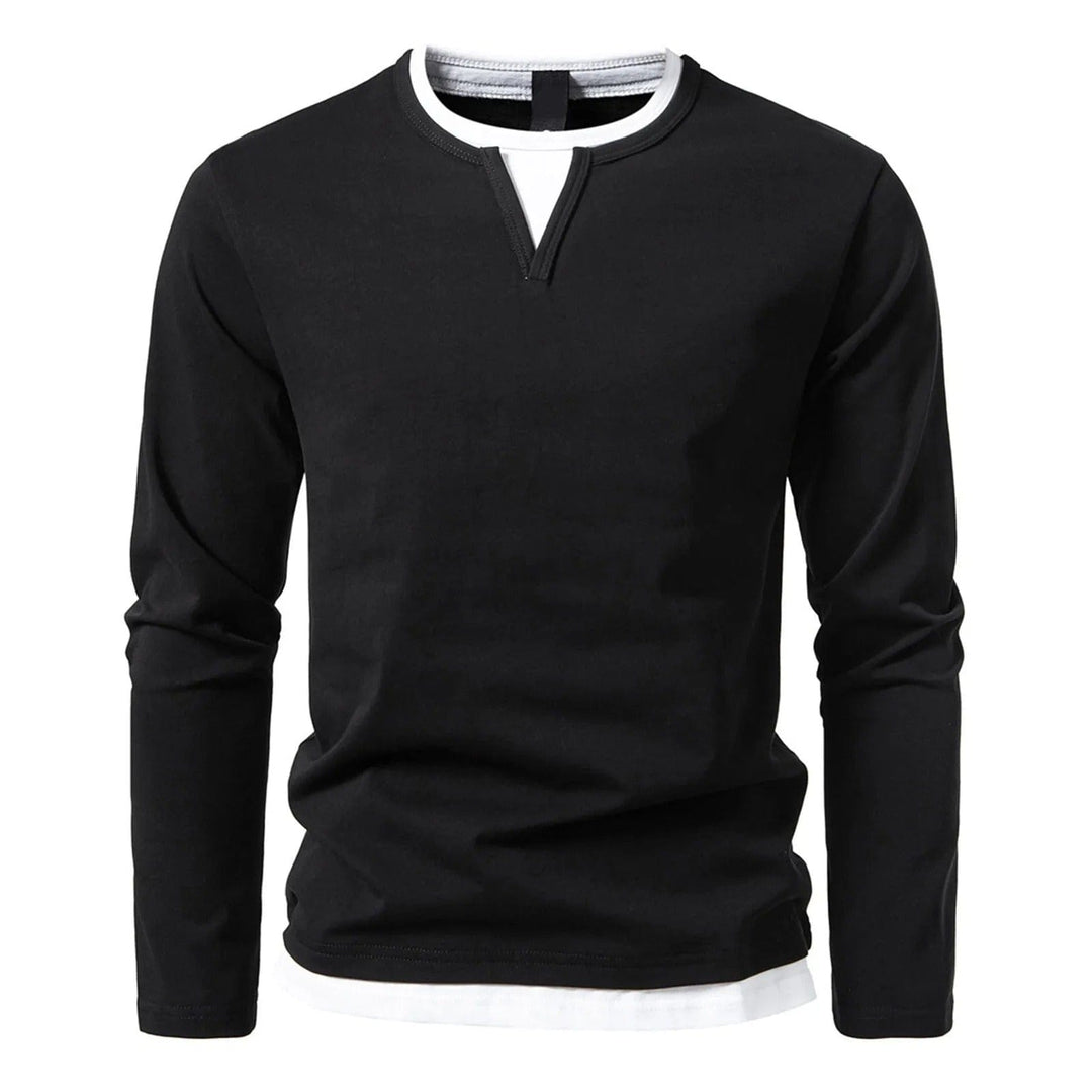 Herren Langarm Henley Hemd - Lagen Saum